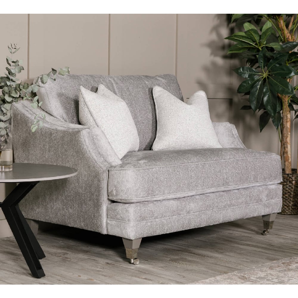 Product photograph of Enmore Velvet 2 Seater Sofa With 2 Scatter Cushions In Silver from Furniture in Fashion