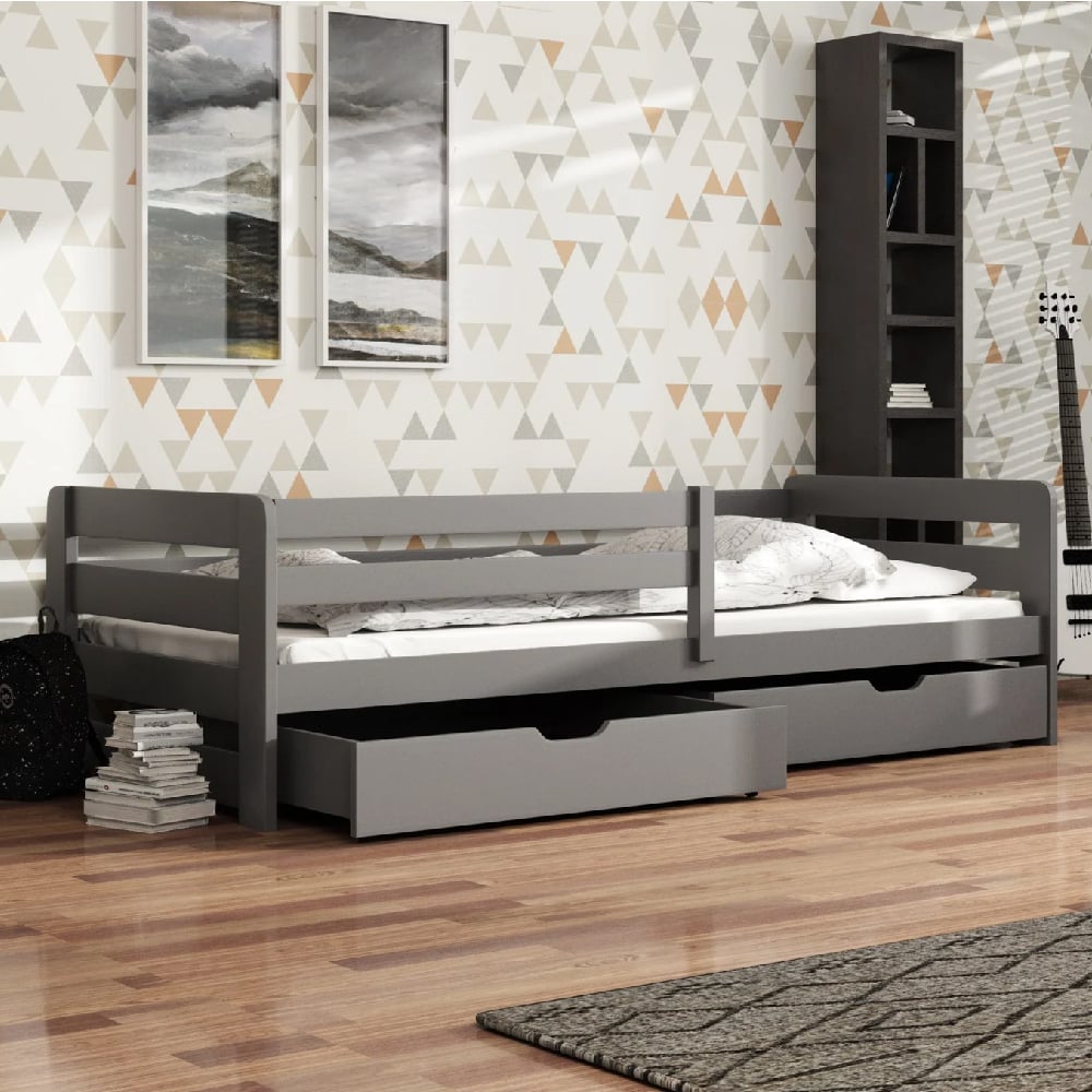 enoch wooden day bed with mattress and foam in graphite