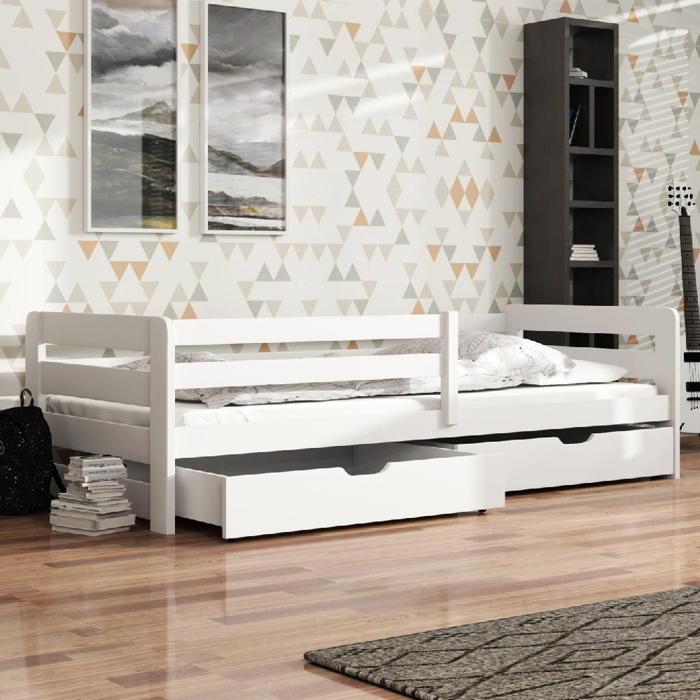 enoch wooden day bed with mattress and foam in white