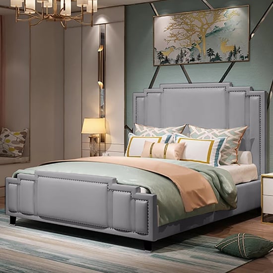 Read more about Enumclaw plush velvet small double bed in grey