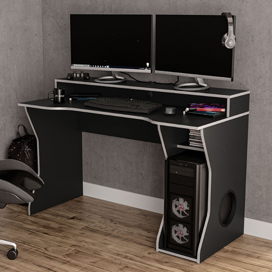 Read more about Enzo wooden gaming desk in black and silver