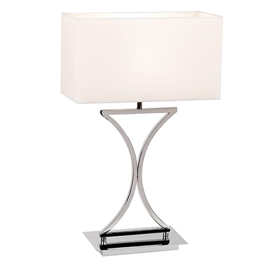 Product photograph of Epalle White Fabric Table Lamp In Chrome from Furniture in Fashion