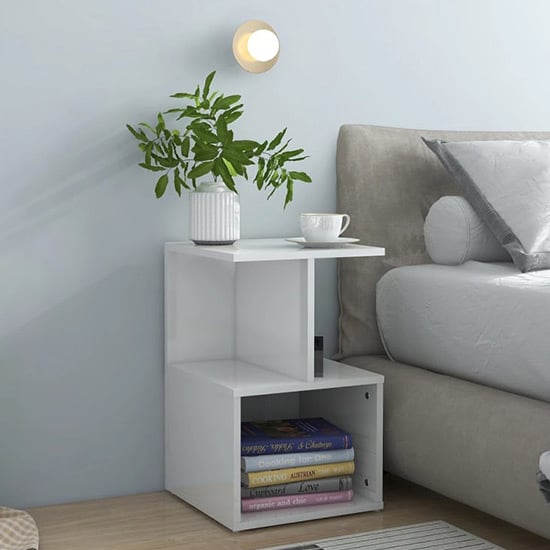 Read more about Eracio high gloss bedside cabinet in white