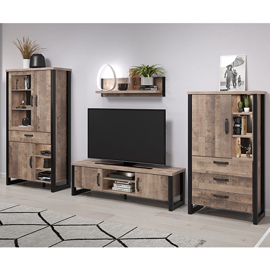 Read more about Erbil wooden living room furniture set 1 in tobacco oak