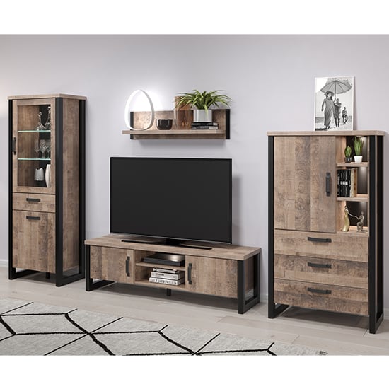 Read more about Erbil wooden living room furniture set in tobacco oak