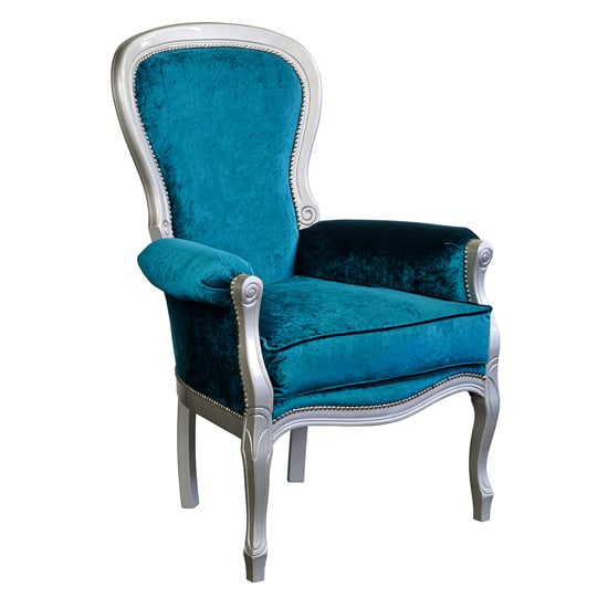 Read more about Erela three arc blue fabric lounge chair in silver