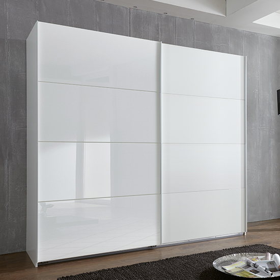 Read more about Ernesto sliding door wide wooden wardrobe in white