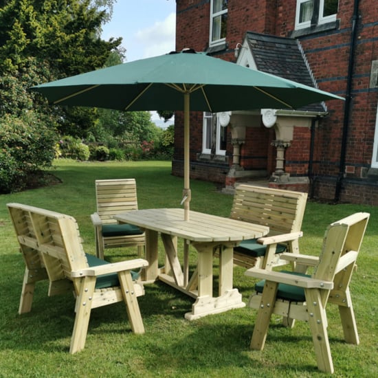 Read more about Erog garden wooden dining table with 2 chairs and 2 benches