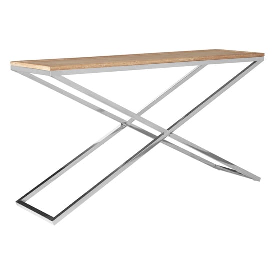 Product photograph of Errai Wooden Console Table With Steel Frame In Natural from Furniture in Fashion