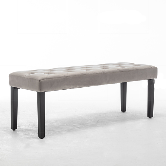 Read more about Escondido velvet dining bench in light grey