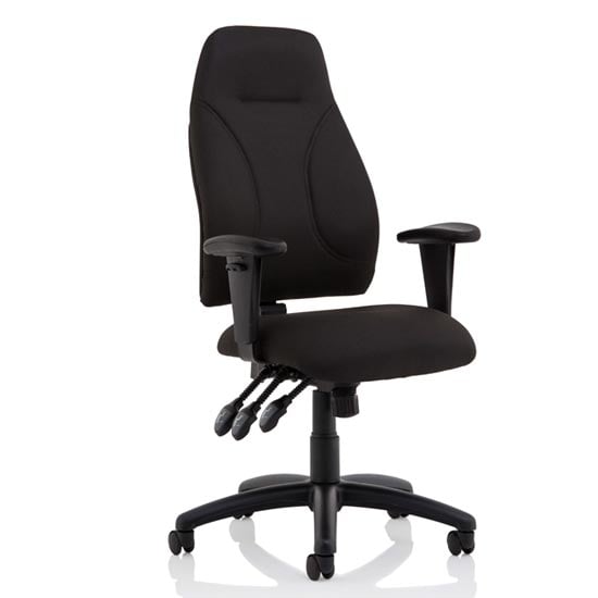 Product photograph of Esme Fabric Posture Office Chair In Black With Arms from Furniture in Fashion