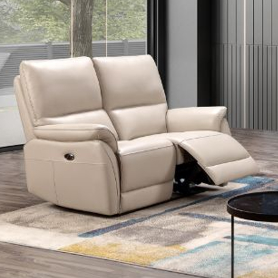 Read more about Essex leather electric recliner 2 seater sofa in chalk