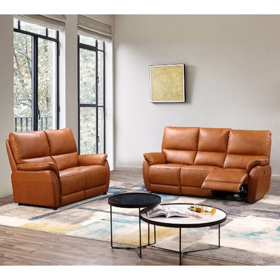 Essex Leather Electric Recliner 3 Seater Sofa In Tan Furniture In Fashion 9889