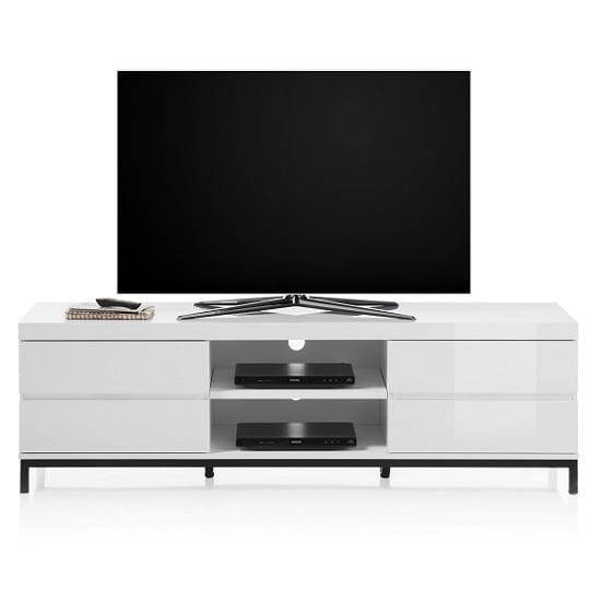 Product photograph of Estonia Lowboard Tv Stand In White High Gloss With 4 Drawers from Furniture in Fashion