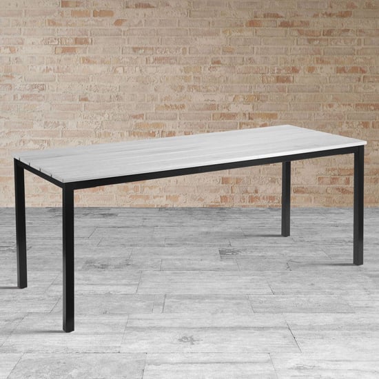Product photograph of Etax Rectangular 180cm Wooden Dining Table In Whitewash from Furniture in Fashion