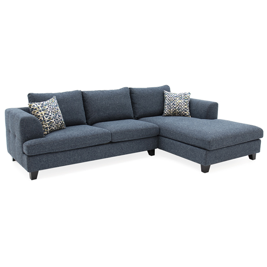 Etta Fabric Upholstered Right Corner Sofa In Blue 