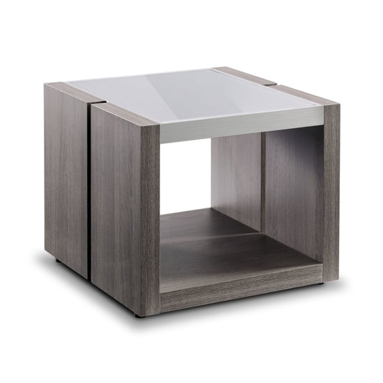 Photo of Europa glass end table with smokey grey base