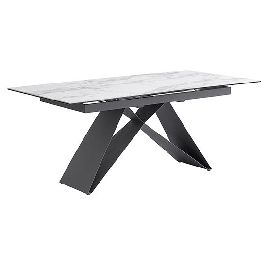 Product photograph of Euston Extending Ceramic Dining Table In White And Grey from Furniture in Fashion