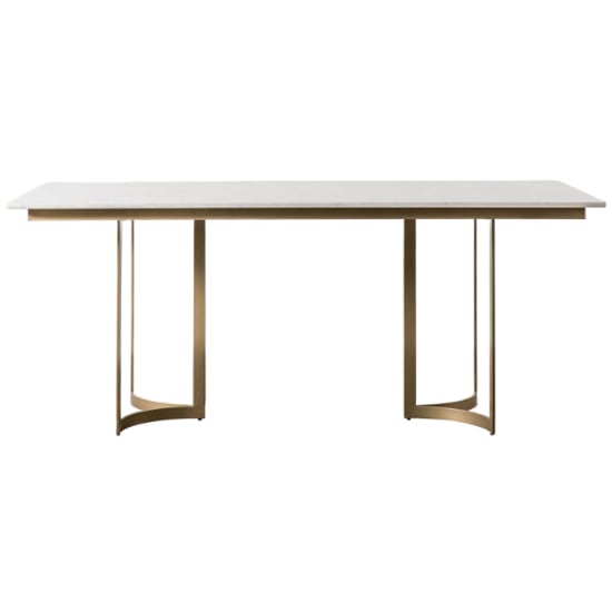 Product photograph of Evartania White Marble Dining Table With Gold Metal Base from Furniture in Fashion