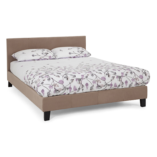 Read more about Evelyn latte fabric upholstered small double bed
