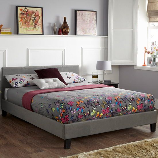 Read more about Evelyn steel fabric upholstered double bed