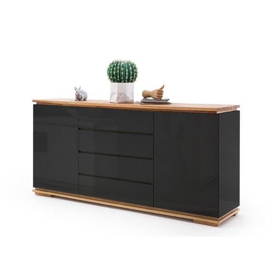 Read more about Everly sideboard in black high gloss lacquered and oak