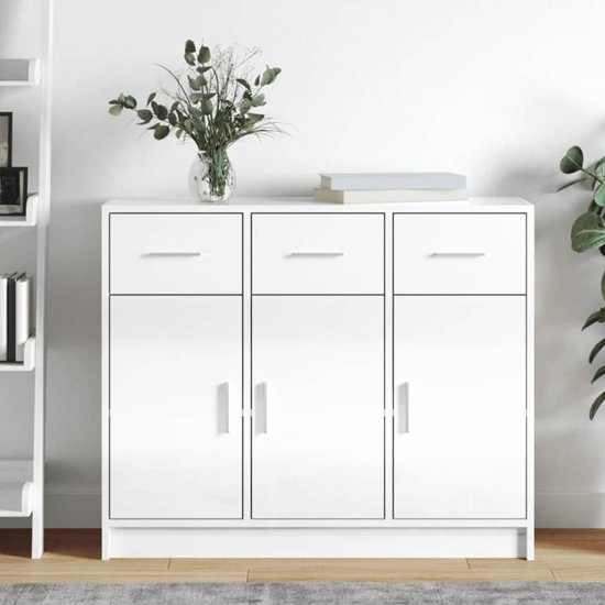 Product photograph of Exeter High Gloss Sideboard With 3 Doors 3 Drawers In White from Furniture in Fashion