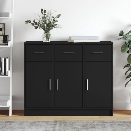 Product photograph of Exeter Wooden Sideboard With 3 Doors 3 Drawers In Black from Furniture in Fashion
