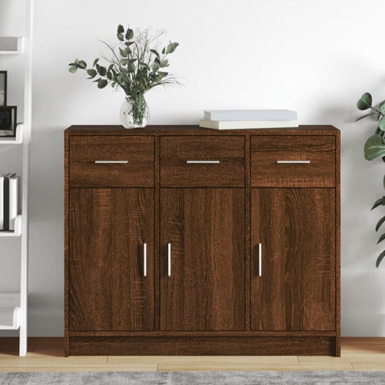 Product photograph of Exeter Wooden Sideboard With 3 Doors 3 Drawers In Brown Oak from Furniture in Fashion