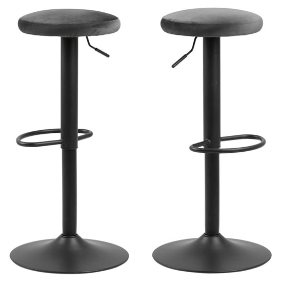 Photo of Faille dark grey fabric bar stools in pair