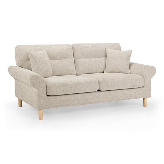 Product photograph of Fairfax Fabric 3 Seater Sofa In Beige With Oak Wooden Legs from Furniture in Fashion