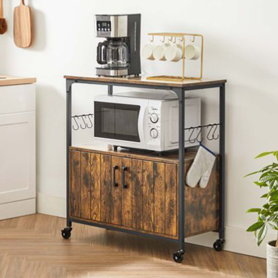 Fairfax Wooden Kitchen Storage Cabinet In Rustic Brown | FiF