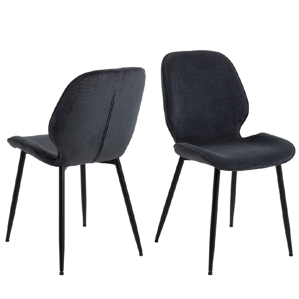 fairlee anthracite fabric dining chairs with black legs in pair