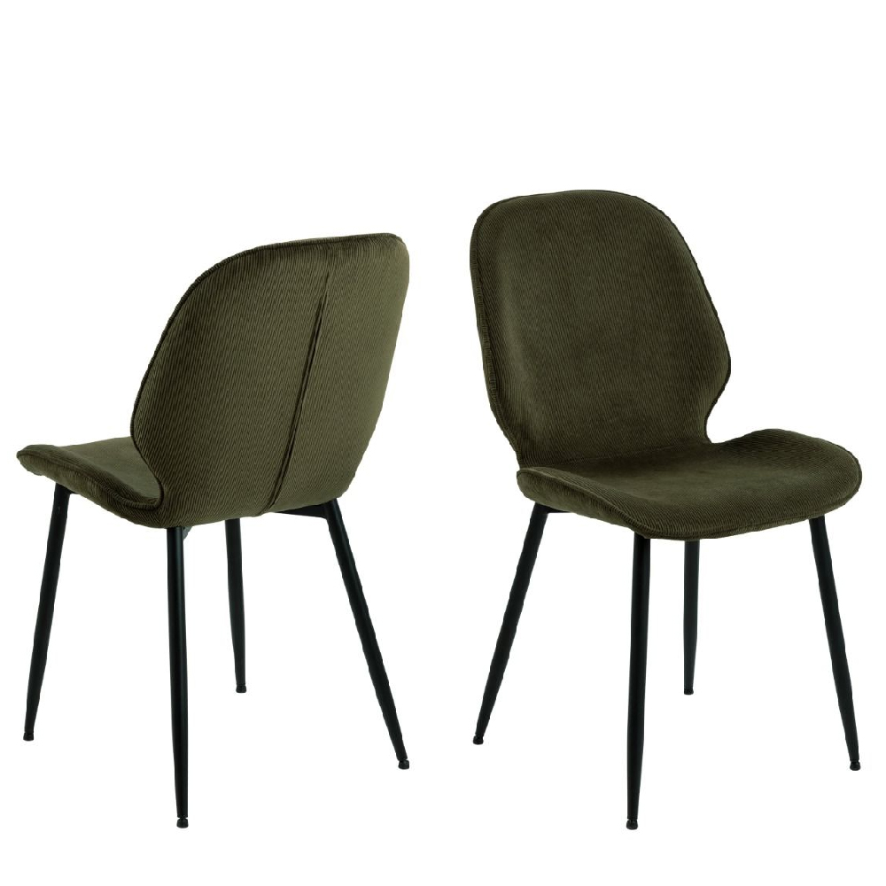 fairlee olive green fabric dining chairs with black legs in pair