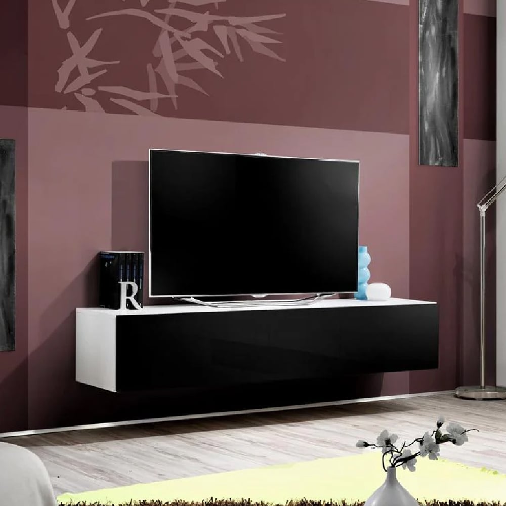 Read more about Fallon rectangular high gloss tv stand in white matt and black