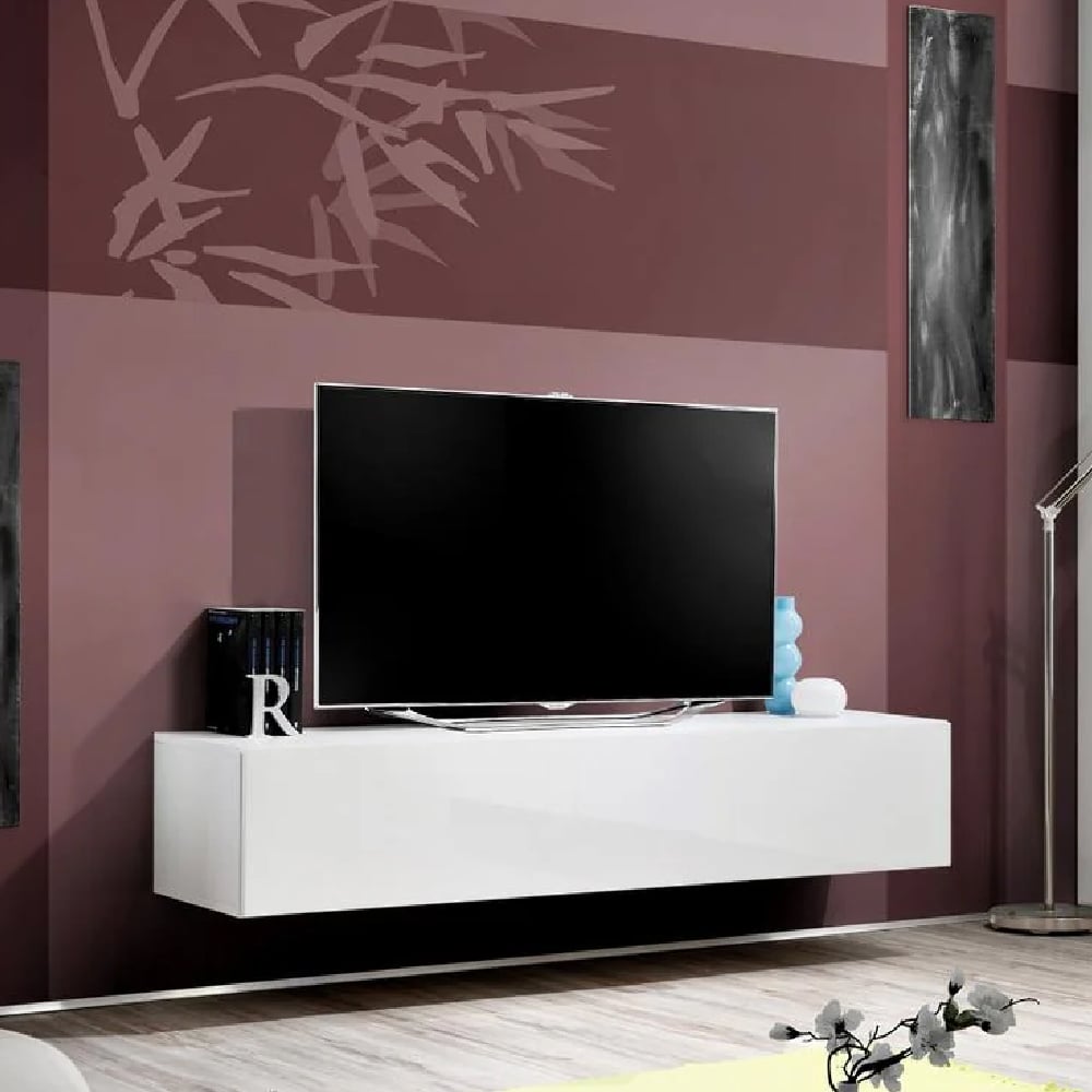 fallon rectangular high gloss tv stand in matt white