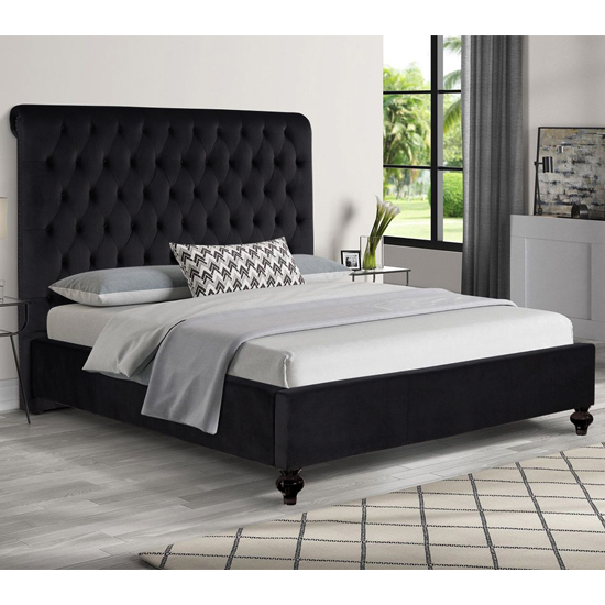 Photo of Fallston plush velvet single bed in black