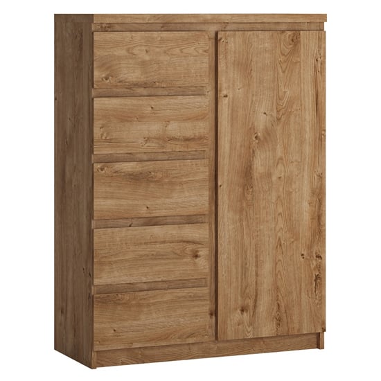 Product photograph of Fank Wooden 1 Door 5 Drawers Sideboard In Ribbeck Oak from Furniture in Fashion