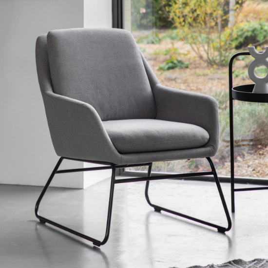 Read more about Fanton fabric bedroom chair with metal frame in grey