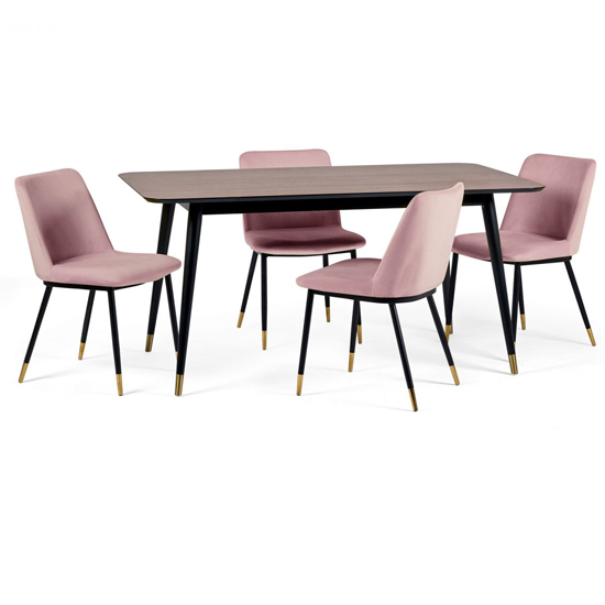 Product photograph of Farica Rectangular Dining Table With 4 Daiva Dusky Pink Chairs from Furniture in Fashion