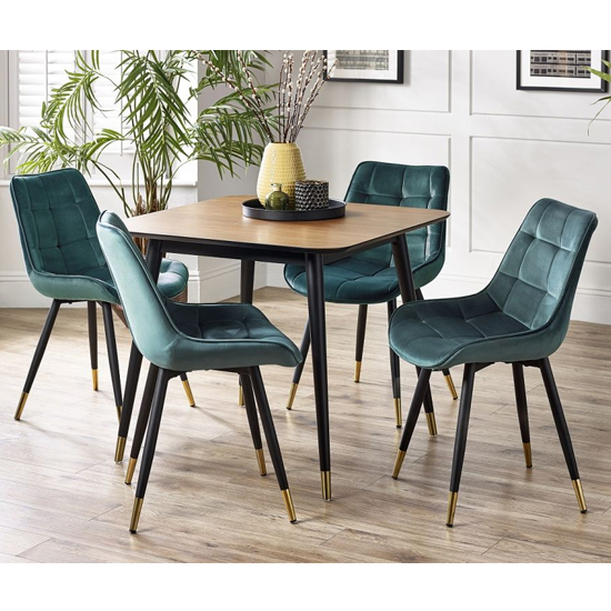 Product photograph of Farica Square Dining Table With 4 Hadas Green Chairs from Furniture in Fashion