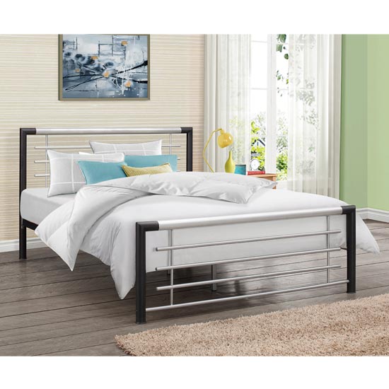 Photo of Faro steel small double bed in black and silver