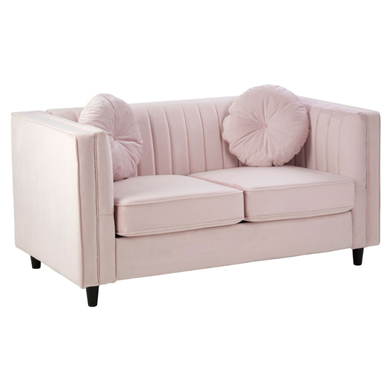 View Lismore upholstered velvet 2 seater sofa in pink
