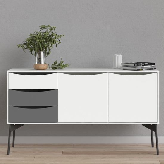 Product photograph of Felton Wooden 2 Doors 3 Drawers Sideboard In Grey White from Furniture in Fashion