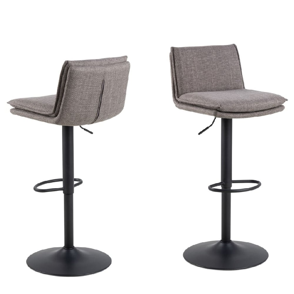 felton light grey and brown fabric bar stools in pair