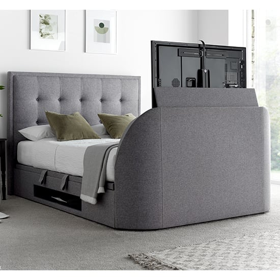 View Felton ottoman marbella fabric double tv bed in grey