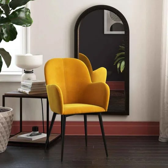 Read more about Felton velvet accent chair in mustard yellow