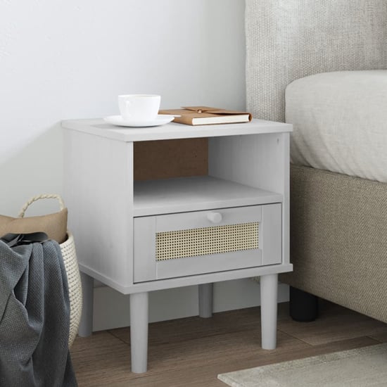 Product photograph of Fenland Wooden Bedside Cabinet With 1 Door In White from Furniture in Fashion