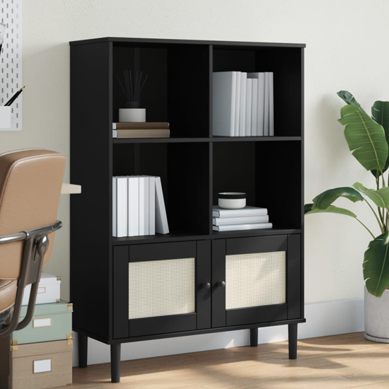 Product photograph of Fenland Wooden Bookcase With 4 Shelves In Black from Furniture in Fashion