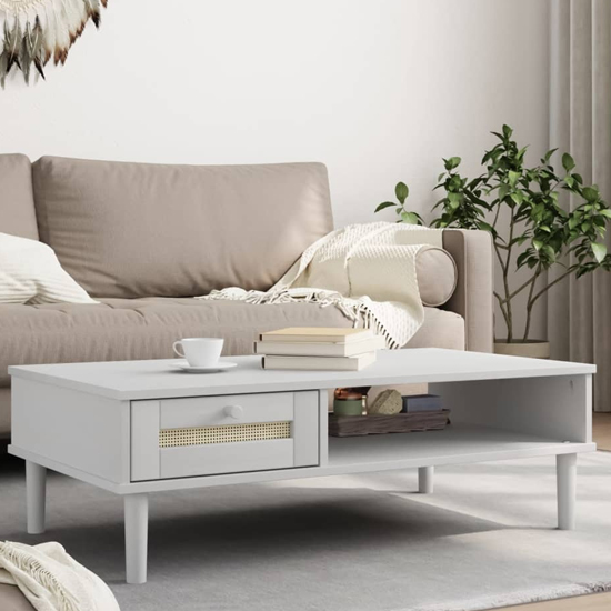 Product photograph of Fenland Wooden Coffee Table With 1 Drawer In White from Furniture in Fashion